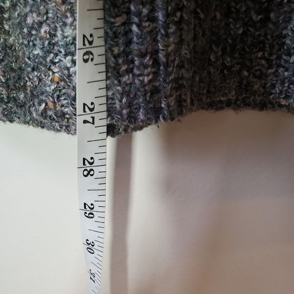 Design Options L Gray Cowl Sweater Oversize Shell Button 3/4 Sleeve Lagenlook - Picture 10 of 10